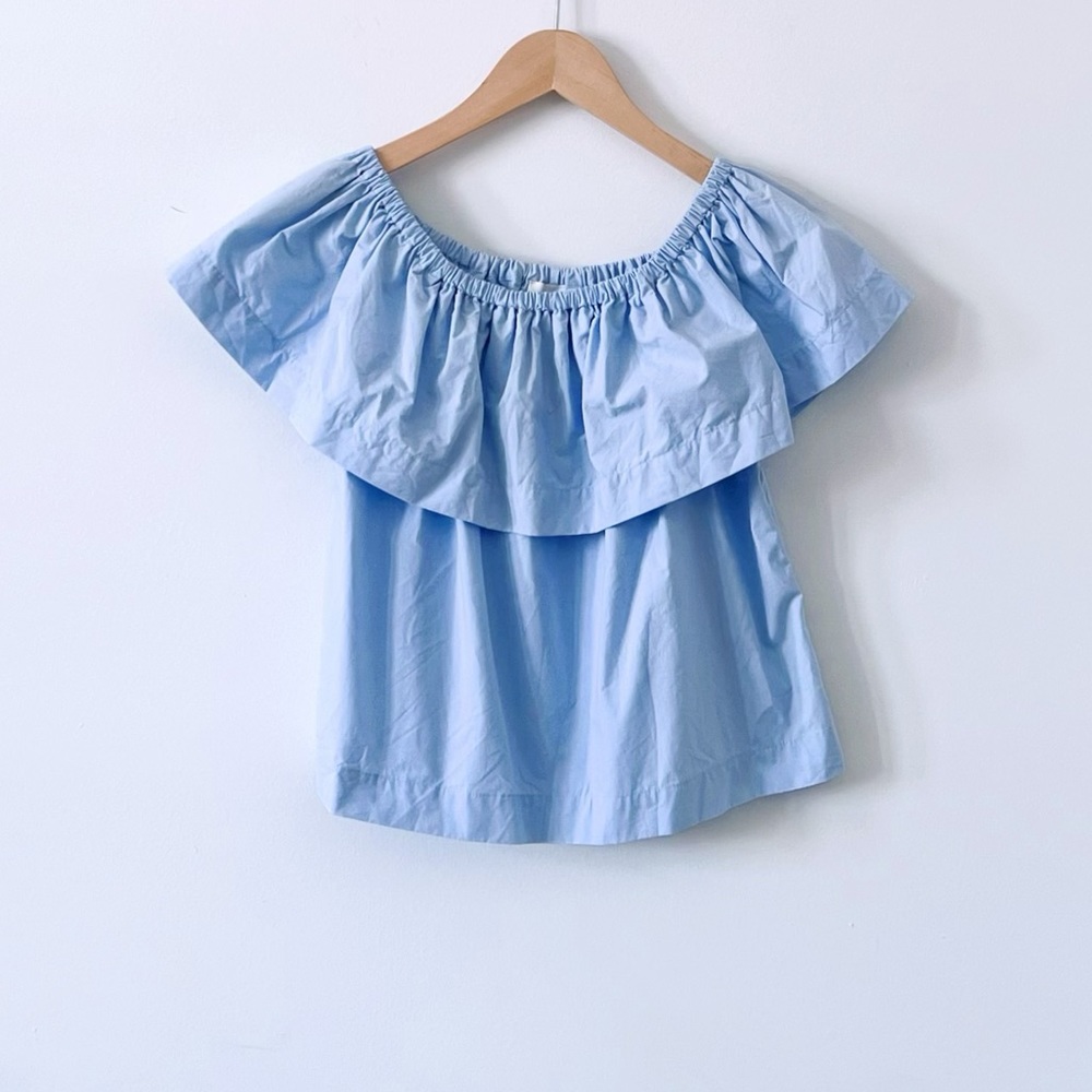 Aritzia Light Blue Off-Shoulder Blouse